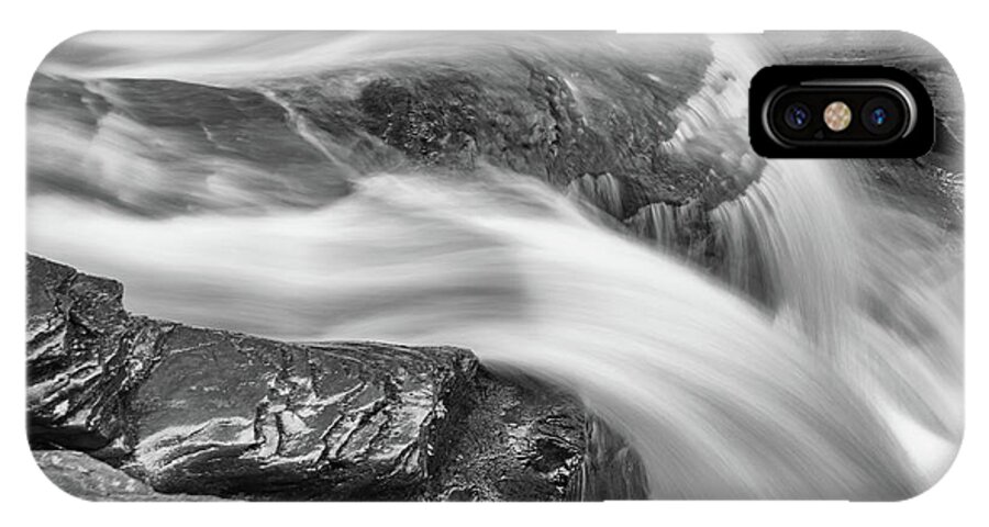 Abstract iPhone X Case featuring the photograph Black and White Rushing Water by Louis Dallara