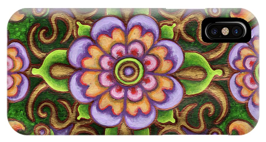 Ornamental iPhone X Case featuring the painting Botanical Mandala 5 by Amy E Fraser