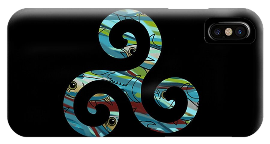 Celtic Spiral iPhone X Case featuring the mixed media Celtic Spiral 2 by Joan Stratton