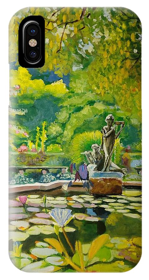 Garden iPhone X Case featuring the painting Central-Park-Conservatory-Garden by Nicolas Bouteneff