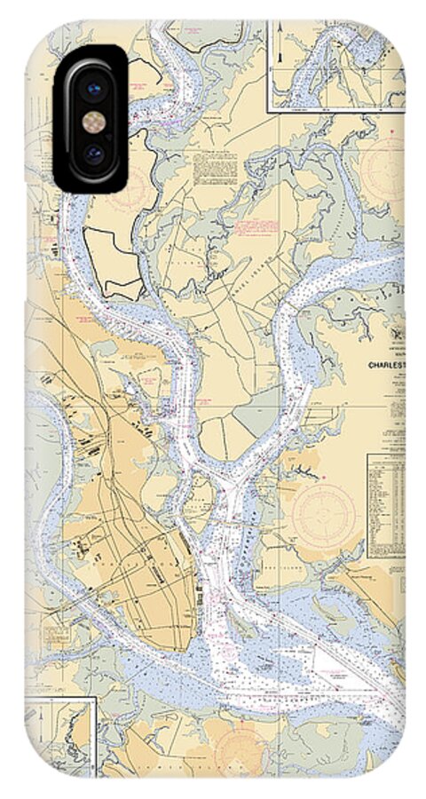 Noaa iPhone X Case featuring the digital art Charleston Harbor, NOAA Chart 11524 by Nautical Chartworks