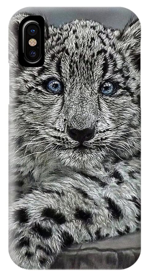 Snow Leopard iPhone X Case featuring the painting Coconut by Linda Becker