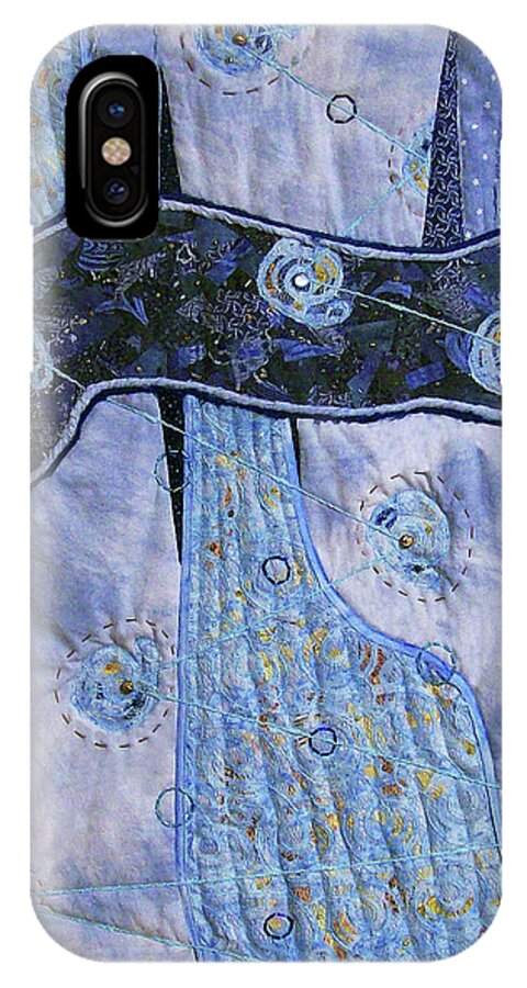 Abstract iPhone X Case featuring the tapestry - textile Cosmic Connectivity by Pam Geisel