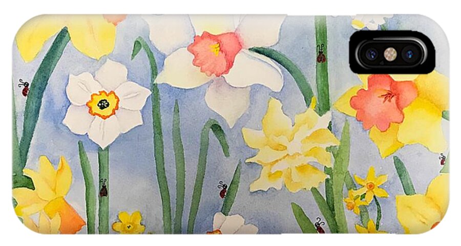 Daffodil iPhone X Case featuring the painting Daffodilia by Beth Fontenot
