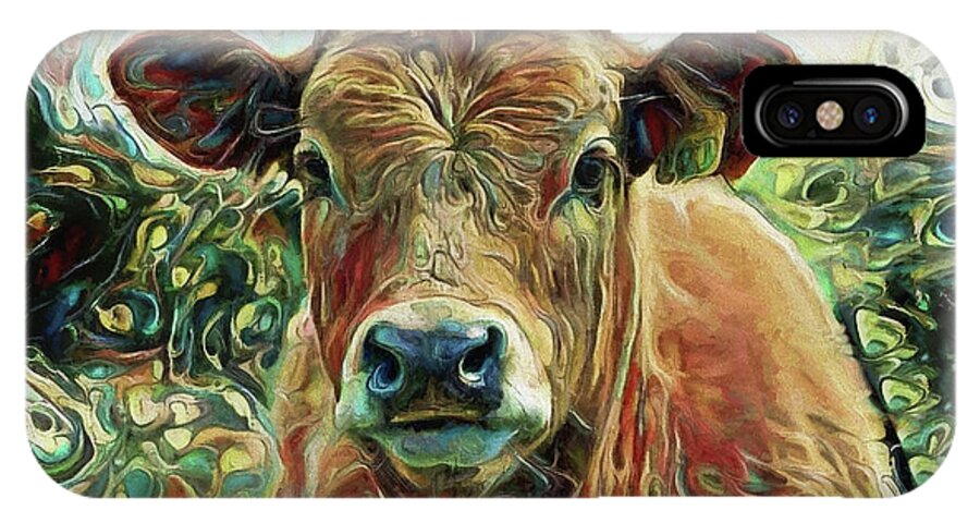 Cow iPhone X Case featuring the digital art Delilah the Calf by Peggy Collins