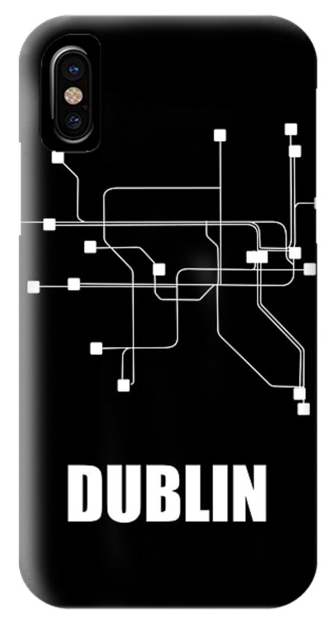 Dublin iPhone X Case featuring the digital art Dublin Black Watercolor Map by Naxart Studio
