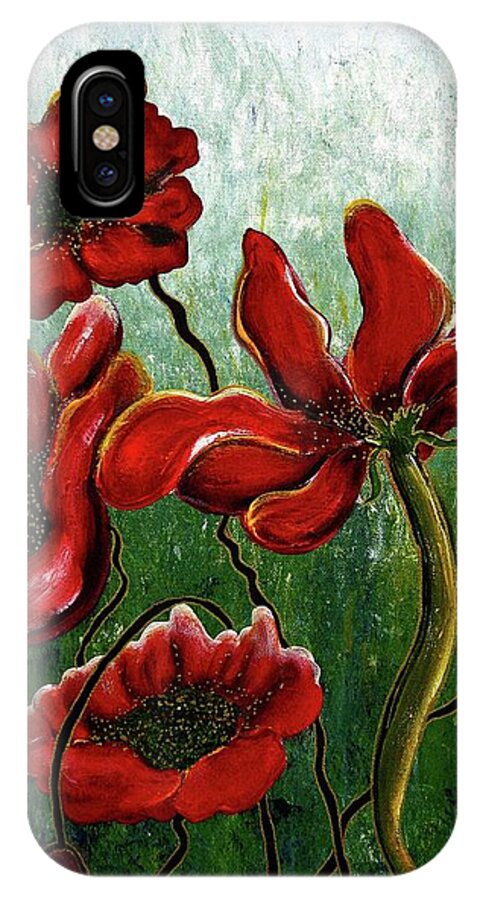 Poppies iPhone X Case featuring the painting Endless Poppy Love by Jolanta Anna Karolska