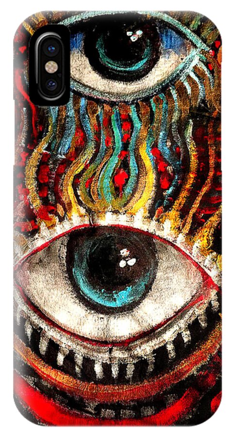 Eyes On You iPhone X Case featuring the painting Eyes On You by Amzie Adams