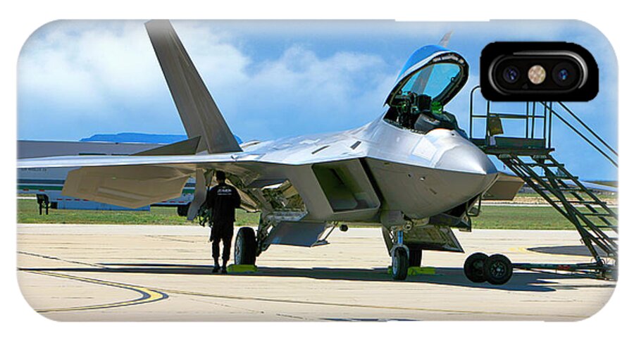 F-22 iPhone X Case featuring the photograph F22 Rapter by Chris Smith