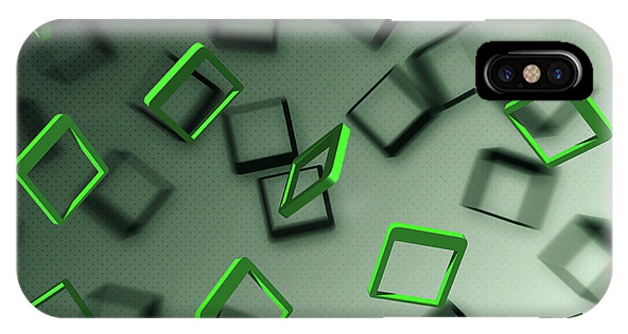 Green iPhone X Case featuring the digital art Falling Green by Jason Fink