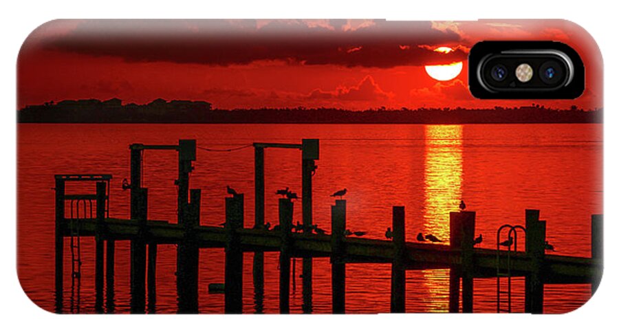 Sun iPhone X Case featuring the photograph Fireball and Pier Sunrise by Tom Claud