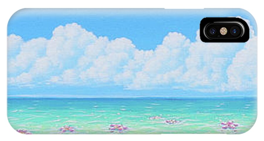 Ocean iPhone X Case featuring the painting Floating Flowers by Elisabeth Sullivan