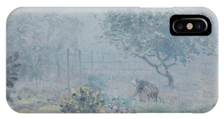 Alfred Sisley iPhone X Case featuring the painting Foggy Morning, Voisins, 1874 by Alfred Sisley