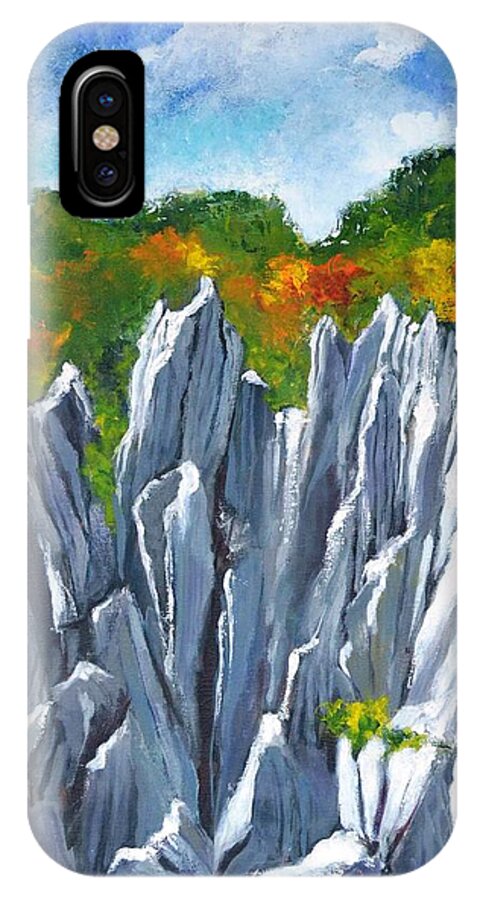 Stones iPhone X Case featuring the painting Forest of Stones by Betty M M Wong