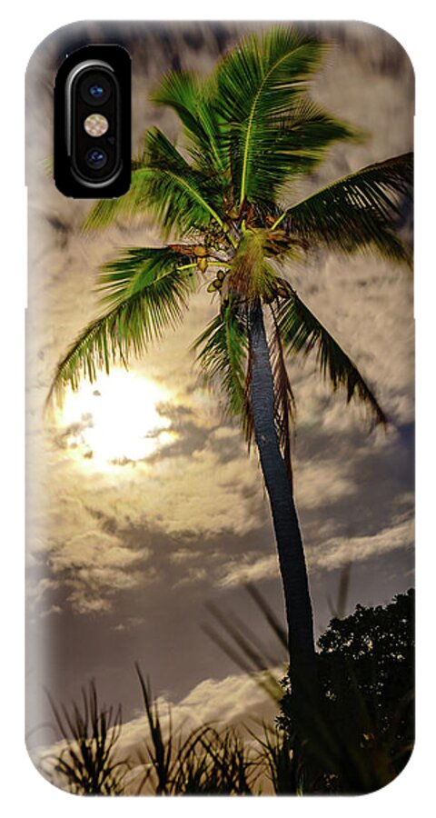 Hawaii iPhone X Case featuring the photograph Full Moon Palm by John Bauer