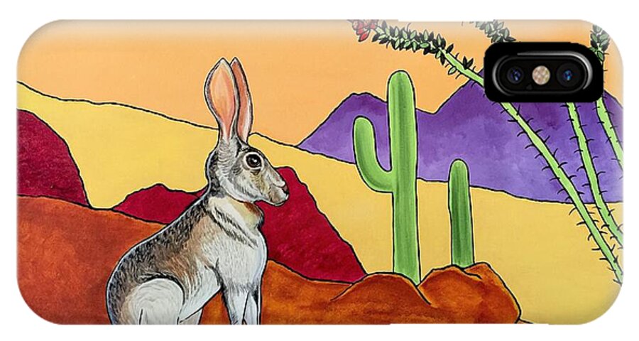 Jack Rabbit iPhone X Case featuring the painting Goliath by Sonja Jones