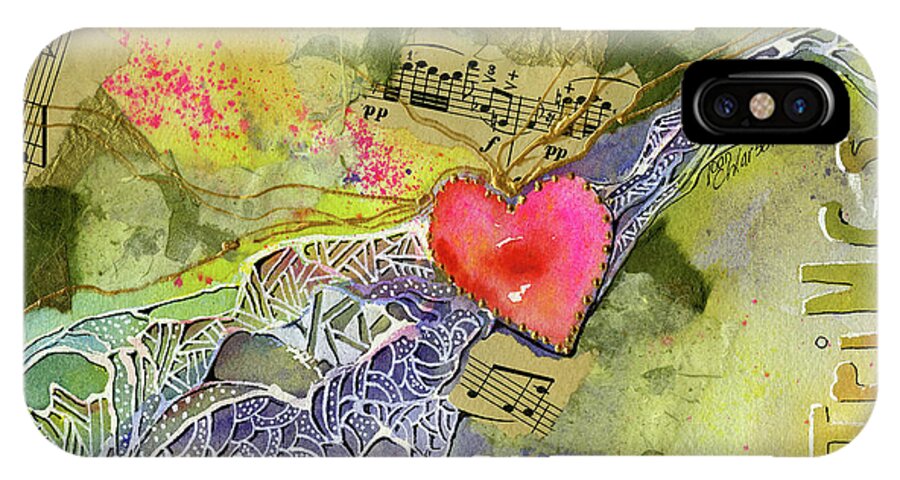 Heart iPhone X Case featuring the painting Heart Strings by Joan Chlarson