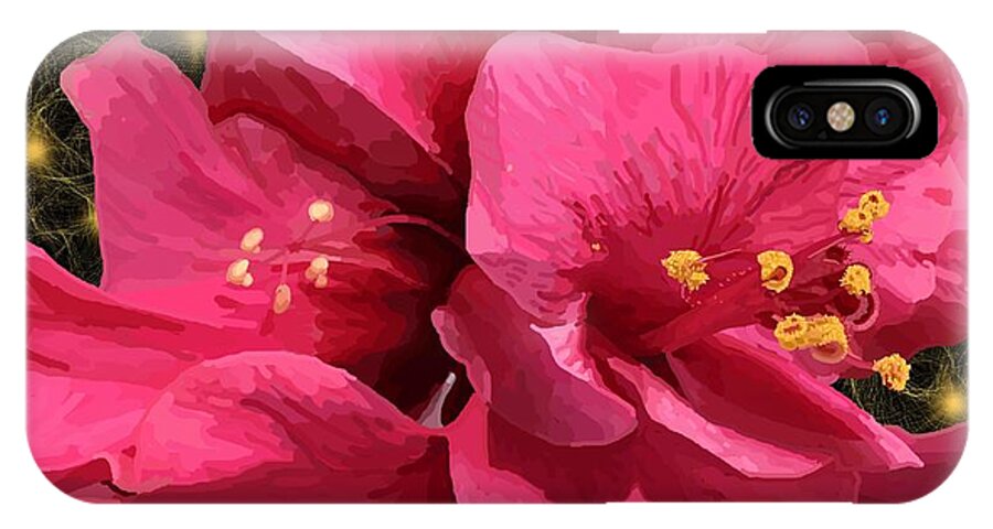 Hibiscus iPhone X Case featuring the drawing Hibiscus Pollen by Joan Stratton