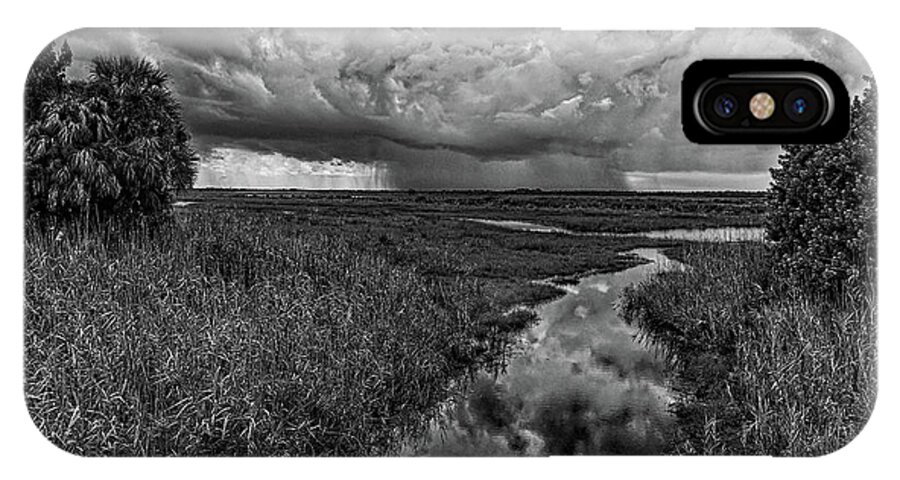Monochrome iPhone X Case featuring the photograph Isolated Shower - BW by Christopher Holmes
