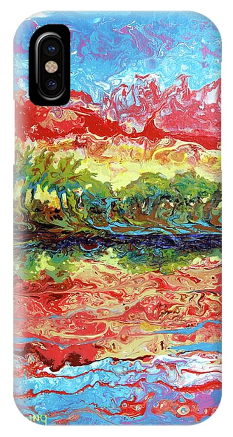 Ocean Abstract Art iPhone X Case featuring the painting Lagoon Sunset by Marilyn Young