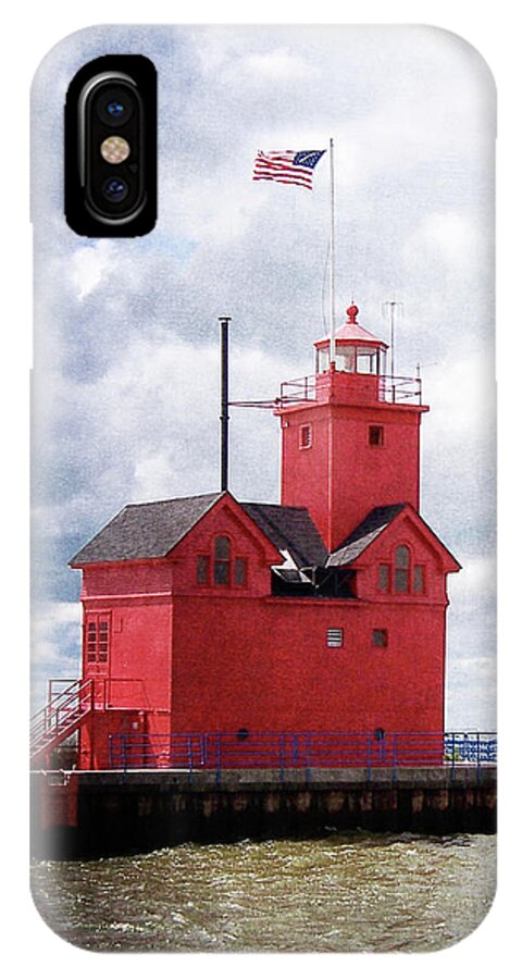 Light House iPhone X Case featuring the photograph Lake Michigan Light House by Phil Perkins