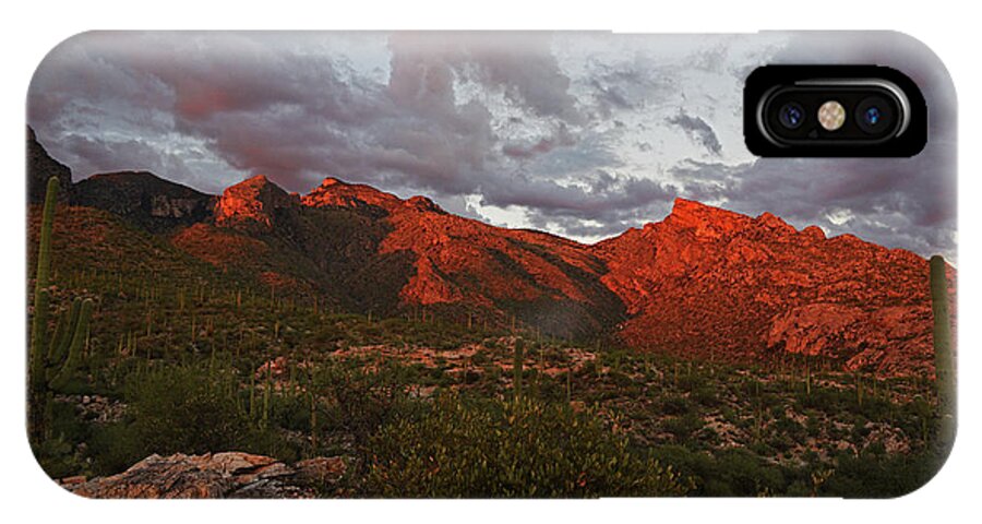 Catalina Mountains iPhone X Case featuring the photograph Last light on Catalina Mountains by Chance Kafka