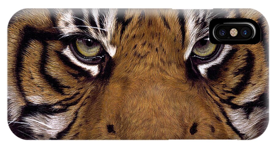 Tiger iPhone X Case featuring the painting Majesty by Karie-ann Cooper