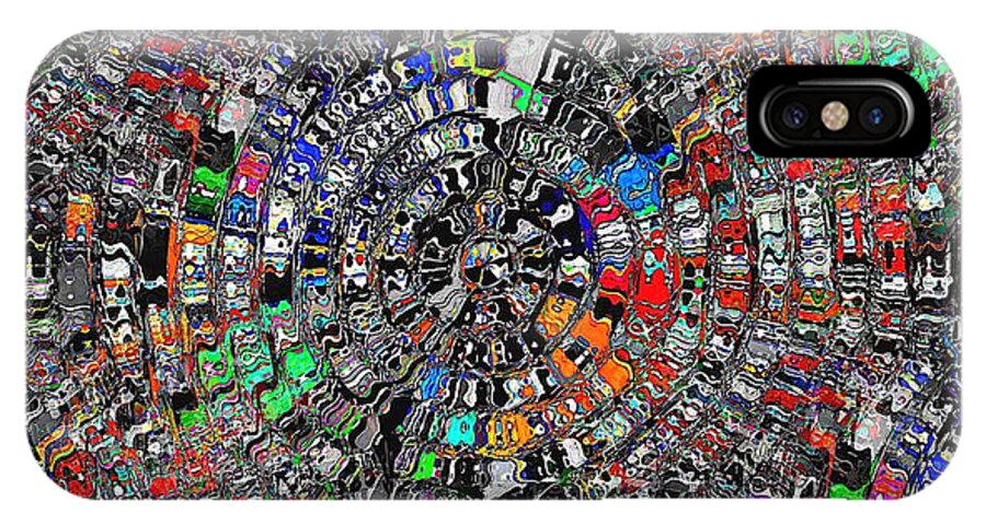 Red iPhone X Case featuring the digital art Mandala Grafundi by David Manlove