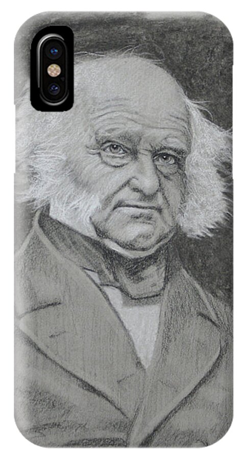 Martin Van Buren iPhone X Case featuring the drawing Martin Van Buren by Todd Cooper