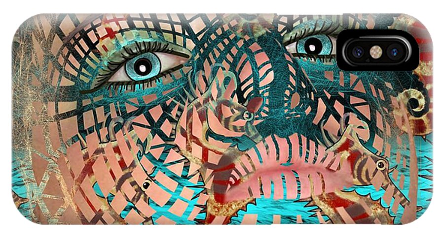 Dreaming Of The Sea iPhone X Case featuring the mixed media Mask Dreaming of the Sea by Joan Stratton