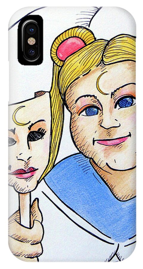 Moon iPhone X Case featuring the drawing Moon by Loretta Nash