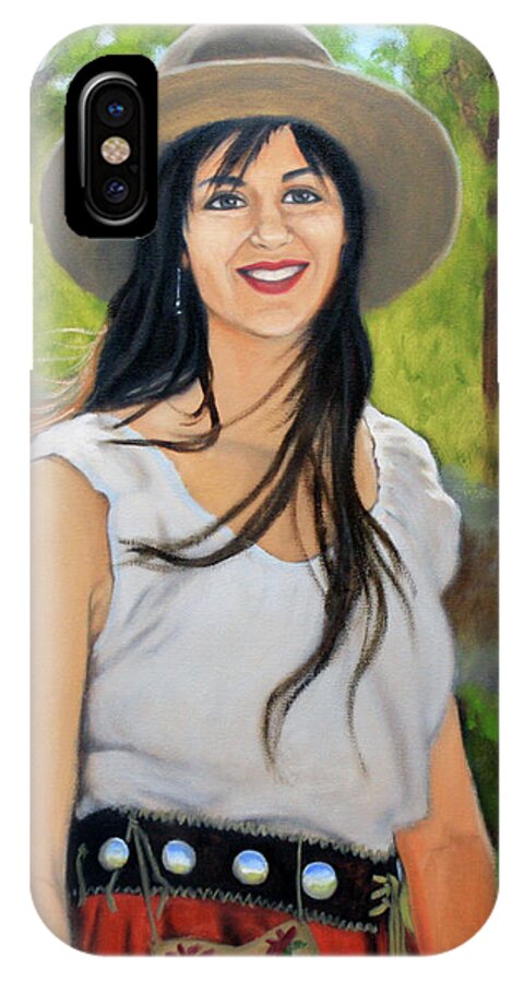Hat iPhone X Case featuring the painting Mountain Megan by Todd Cooper