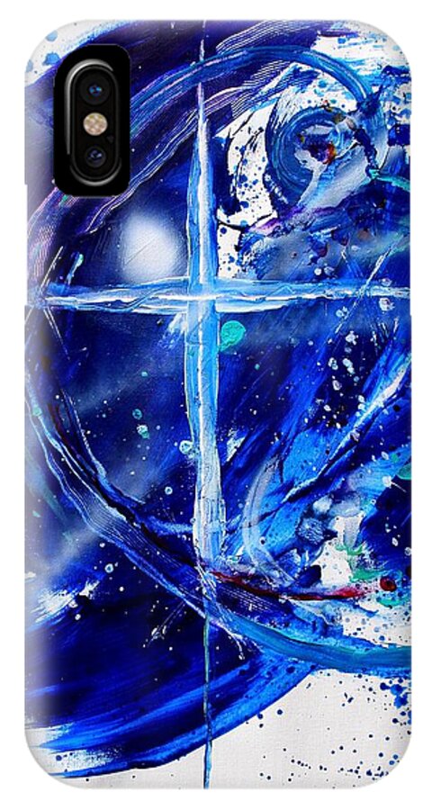 #faith #god #god #jesus #jesus #christ #cross #christian #christiancross #abstract #art #painting #blue #light #peace #agnostic #sky #answer #question #scarpace #joy #faith iPhone X Case featuring the painting Mystery of Faith by J Vincent Scarpace