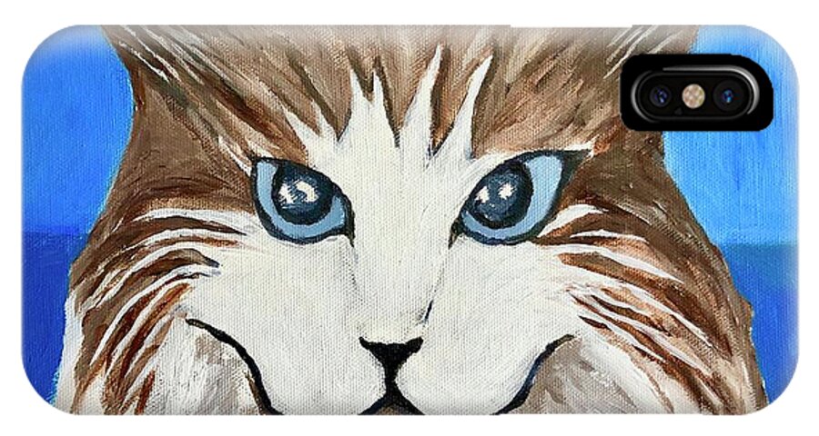 Cat iPhone X Case featuring the painting Nerd Cat by Victoria Lakes