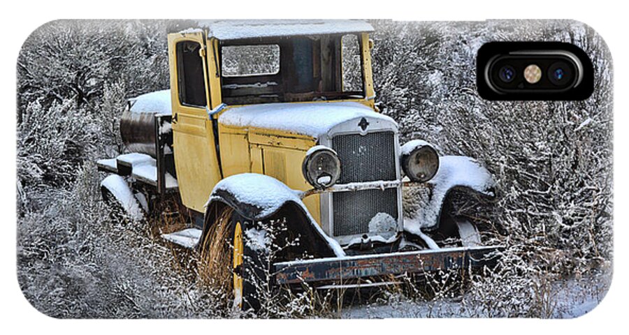 Vintage iPhone X Case featuring the photograph Old Yellow Truck by Vivian Martin