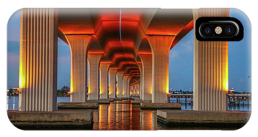 Bridge iPhone X Case featuring the photograph Orange Light Bridge Reflection by Tom Claud