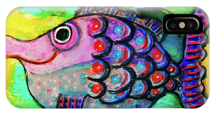 Fish iPhone X Case featuring the mixed media Oscar The Nosefish by Mimulux Patricia No