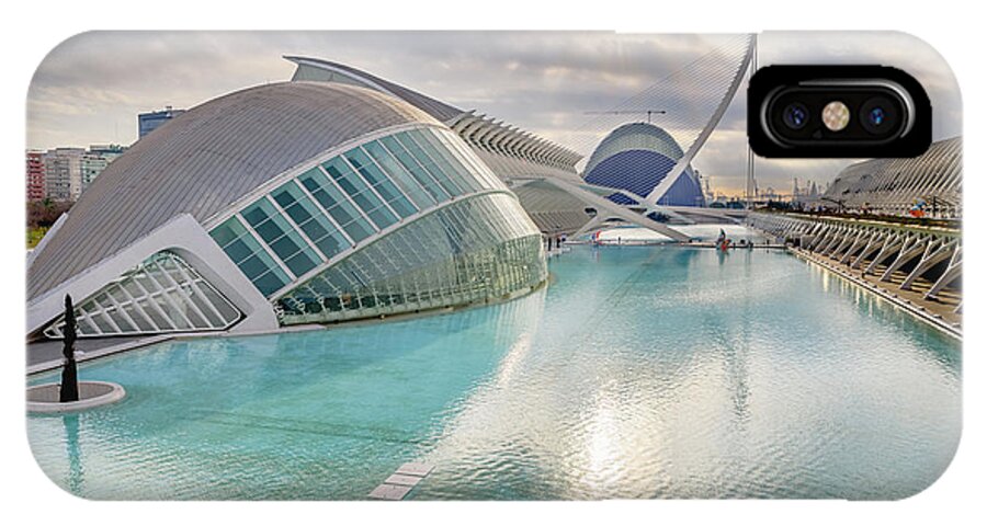 Agora iPhone X Case featuring the photograph Panoramic cinema in the city of sciences of Valencia, Spain, vis by Joaquin Corbalan