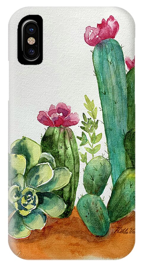 Cactus iPhone X Case featuring the painting Prickly Cactus by Hilda Vandergriff