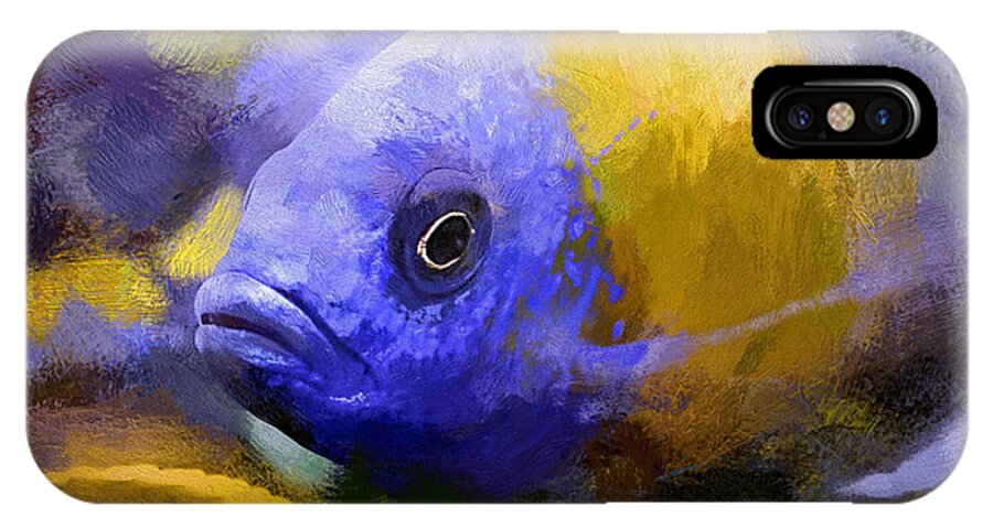 African Cichlid iPhone X Case featuring the digital art Red Fin Borleyi Cichlid Artwork by Don Northup