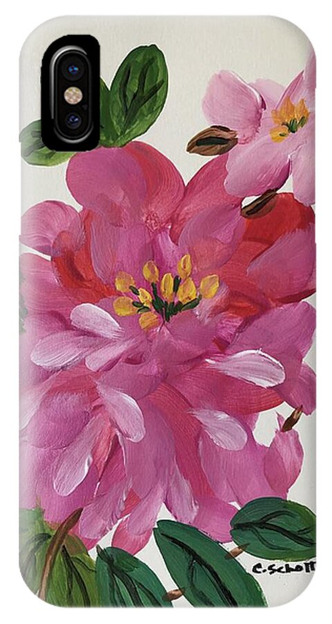 Rhododendron iPhone X Case featuring the painting Rhododendron by Christina Schott