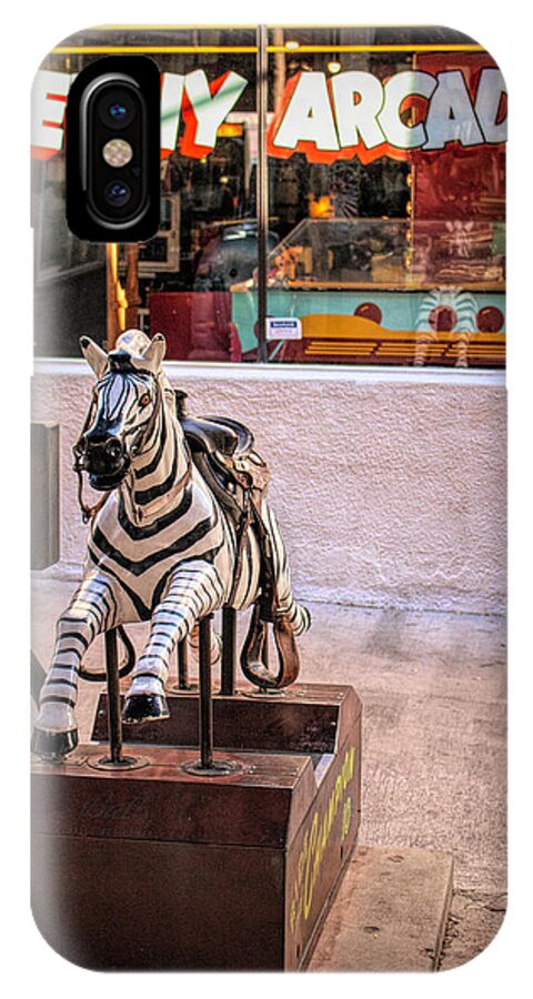 Manitou Springs iPhone X Case featuring the photograph Ride The Zebra At The Penny Arcade by Kristia Adams