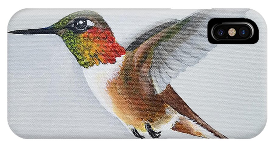 Hummingbird Painting iPhone X Case featuring the painting Rufous by Mishel Vanderten