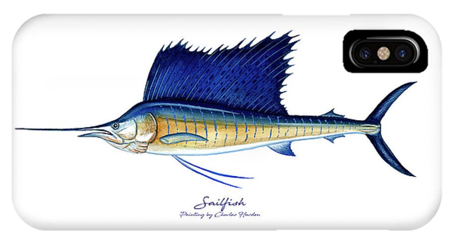 Charles Harden iPhone X Case featuring the painting Sailfish by Charles Harden