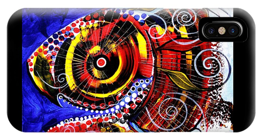 Fish iPhone X Case featuring the painting Swollen, Red Cavity Fish by J Vincent Scarpace
