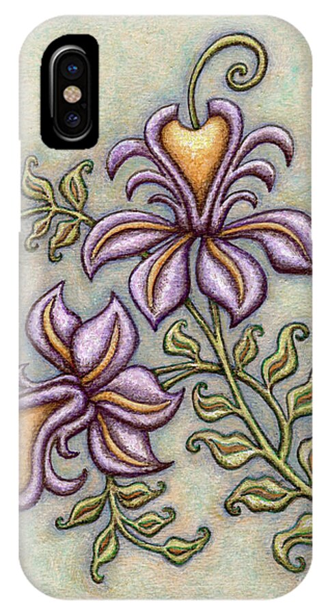 Floral iPhone X Case featuring the painting Tapestry Flower 8 by Amy E Fraser