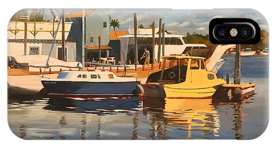 Florida iPhone X Case featuring the painting Tarpon Springs Harbour by David Gilmore