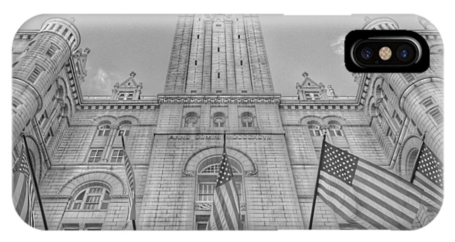 Old Post Office iPhone X Case featuring the photograph The Old Post Office now Trump International Hotel in Washington D.C. - Black and White by Marianna Mills