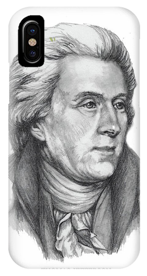 Thomas Jefferson iPhone X Case featuring the drawing Thomas Jefferson by Joan Garcia