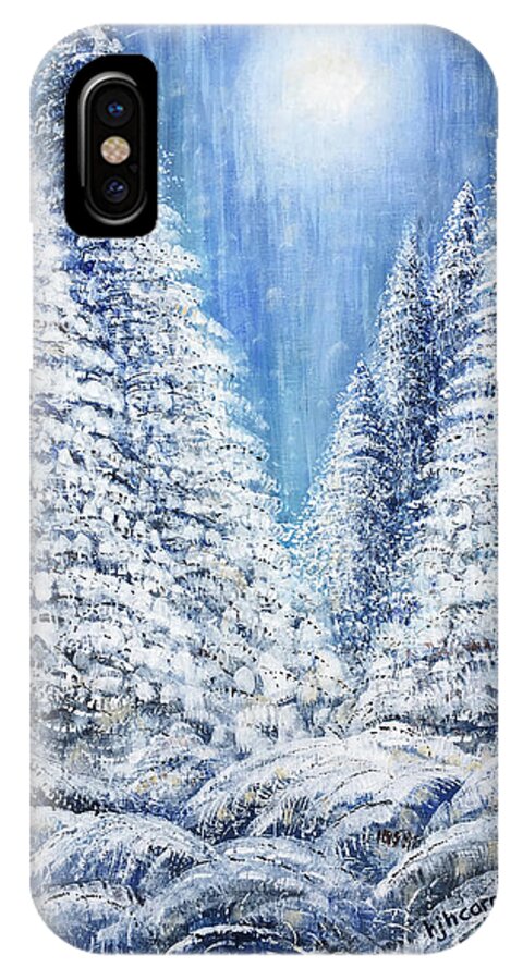 Winter iPhone X Case featuring the painting Tim's Winter Forest 2 by Holly Carmichael